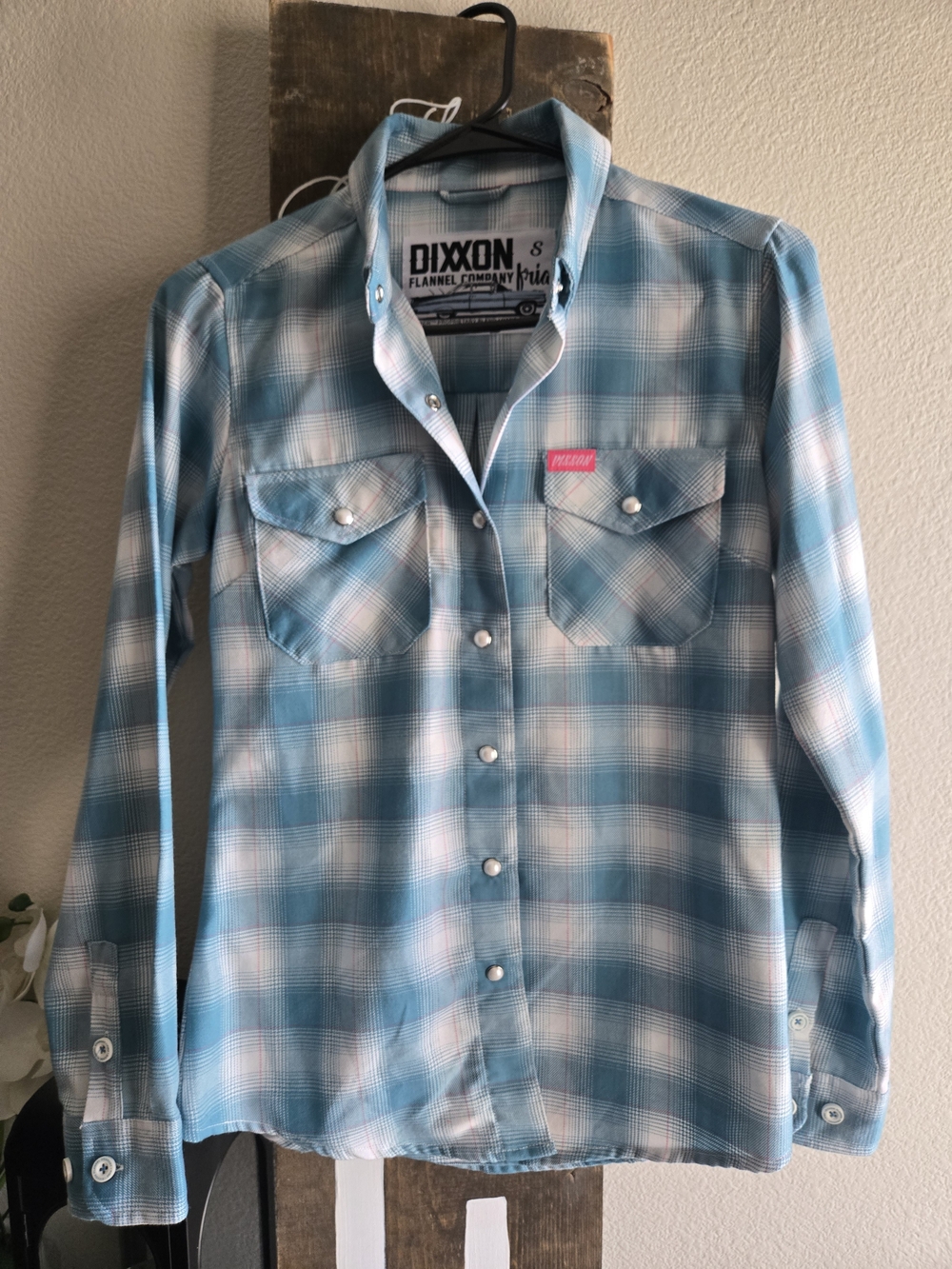 DIXXON Light Blue and White Plaid Button-Down Shirt
